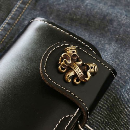 Biker long Wallet chain Genuine Leather Brown anchor Trucker Handmade Heavy  men - Shop jacksclub Wallets - Pinkoi