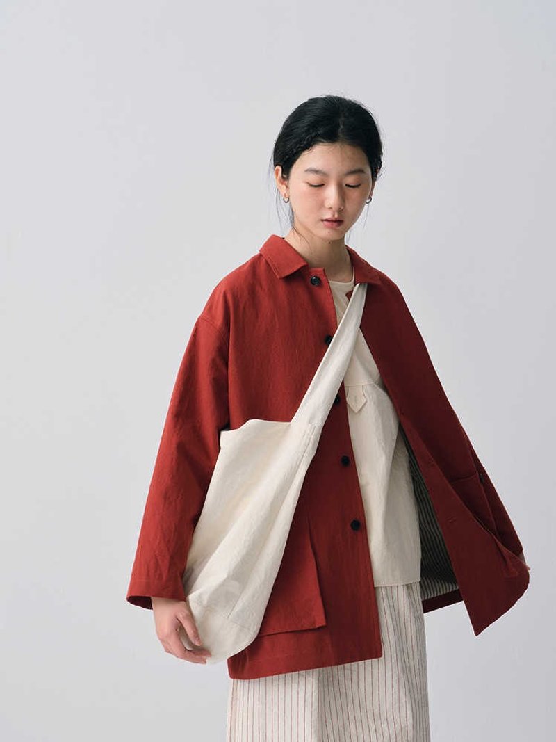 Ecru High-Density Pima Cotton Large-Capacity Tote Bag - กระเป๋าแมสเซนเจอร์ - ผ้าฝ้าย/ผ้าลินิน สีดำ