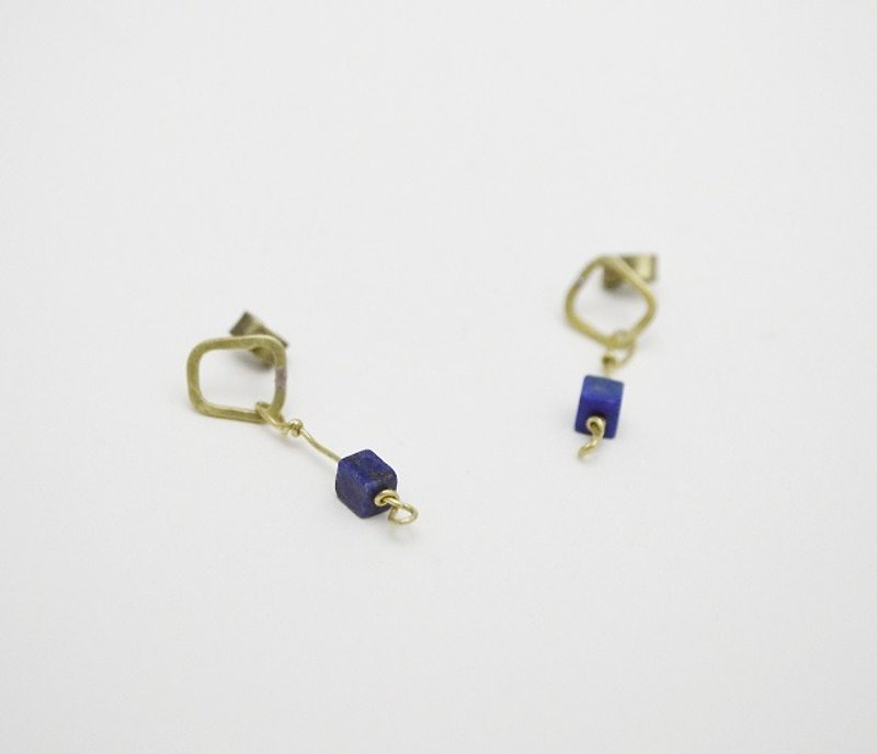figure-#1‧Lazurite‧Brass Earring - ต่างหู - โลหะ สีทอง
