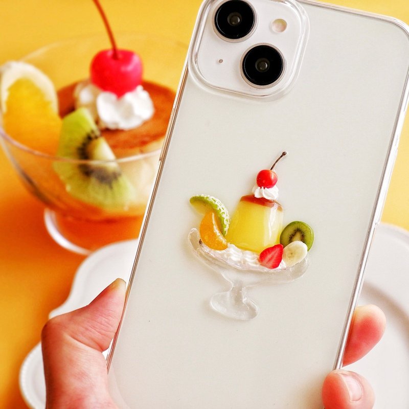 プリンアラモード iPhoneケース プリン レトロ 喫茶店 フェイクスイーツ クリアスマホケース - 手機殼/手機套 - 樹脂 黃色