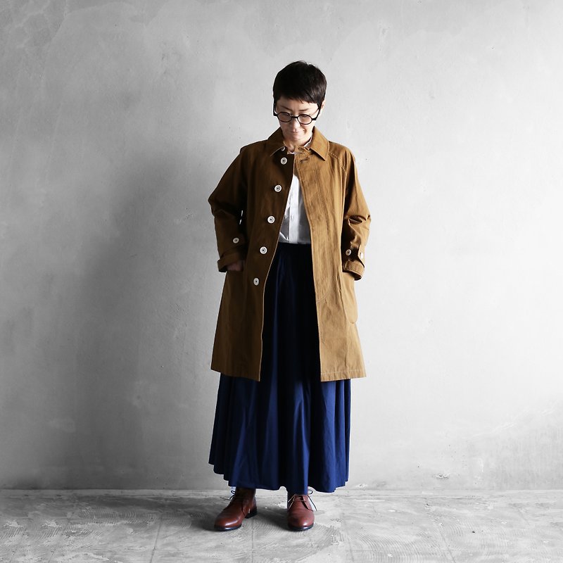 Copy cotton boil stain color coat · unisex size 1 - เสื้อแจ็คเก็ต - ผ้าฝ้าย/ผ้าลินิน สีนำ้ตาล