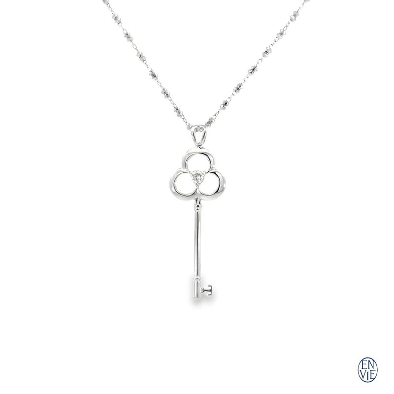 頂級18K白金 天然鑽石造型墜鍊 18K WG Diamond Necklace - 項鍊 - 貴金屬 
