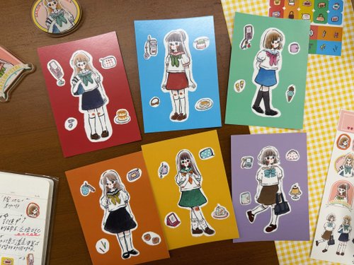 小安弟 明信片 水手服少女-那些年的女孩們 共6款