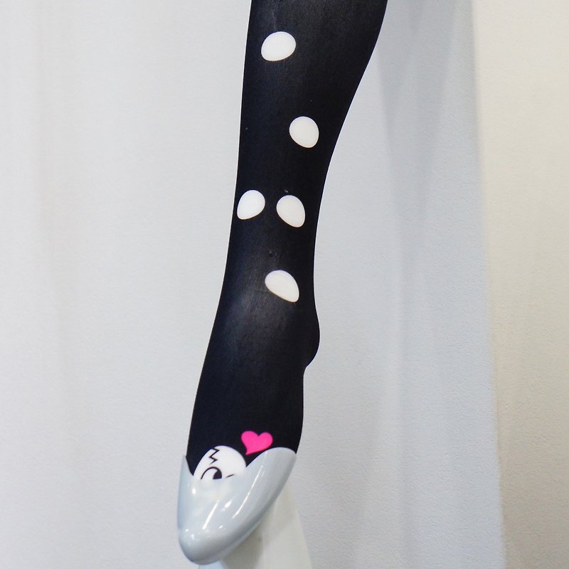 Braille tights  / mean is 「Beautiful legs」 - Socks - Cotton & Hemp Black