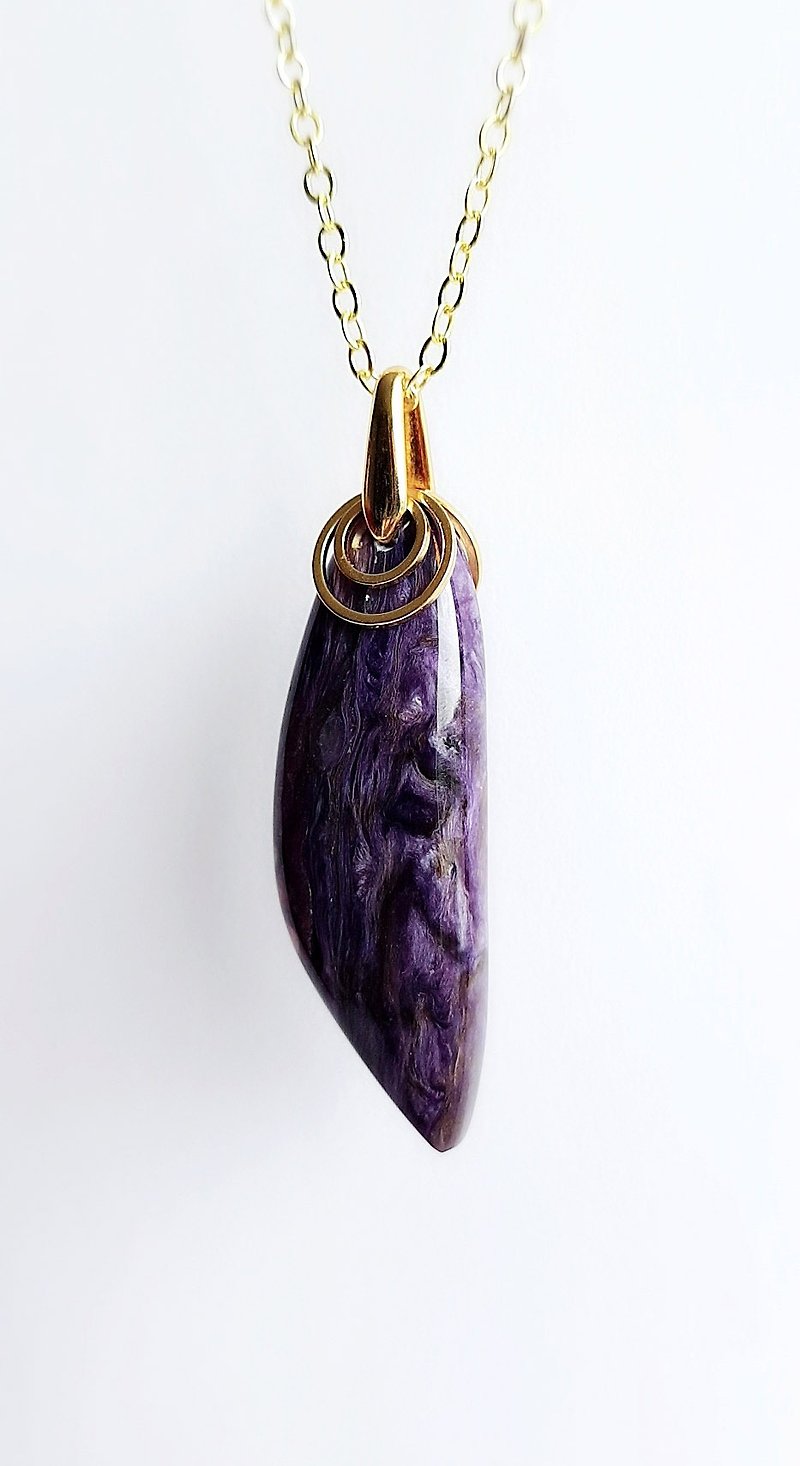 Gemstone Series ‧ Grandma Natural Mineral Purple Dragon Brass ‧ Necklace - Necklaces - Gemstone Purple