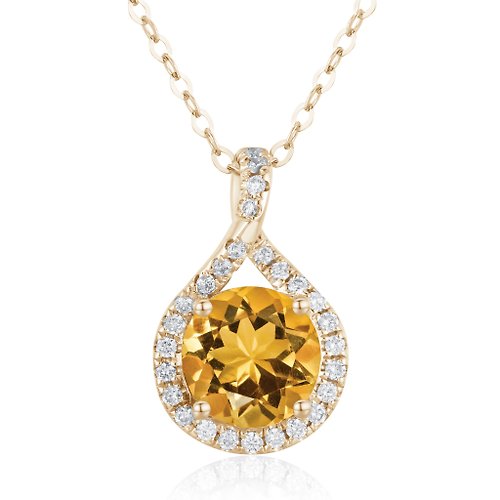Majade Jewelry Design 黃水晶鑽石水滴項鍊-14k黃金多層次頸鏈-簡約星球吊墜-黃色藍寶石