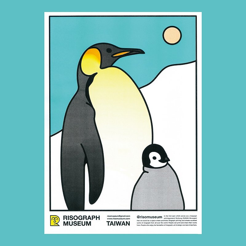 Papa penguin Papa penguin - การ์ด/โปสการ์ด - กระดาษ สีน้ำเงิน