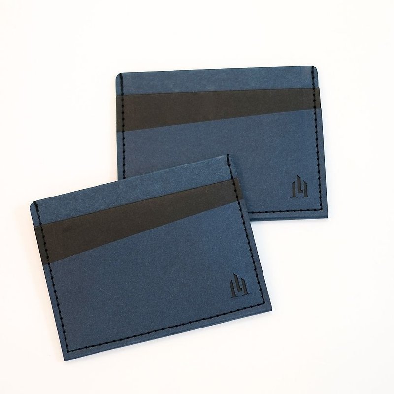 LOGINHEART | Double-sided sensor card holder, quiet blue and black sensor, does not interfere with 5 card layers of paper leather - กระเป๋าสตางค์ - กระดาษ 