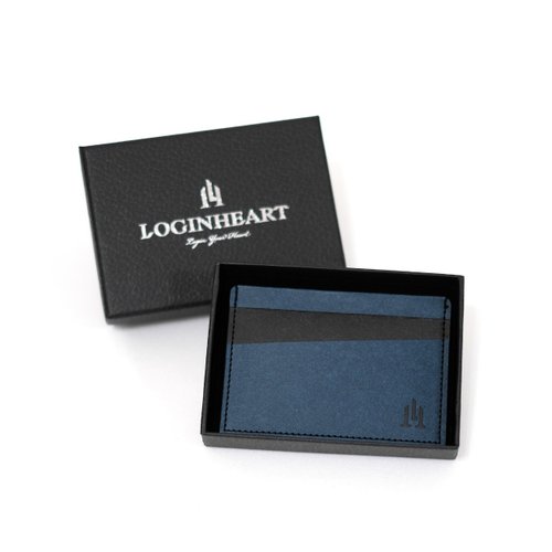 LOGINHEART 免取卡正面感應卡夾 寧靜藍黑 各類卡片直接感應不受其他卡片幹擾