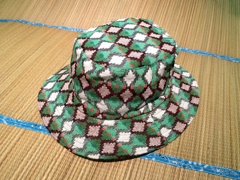 EARTH.er  │傳統尼泊爾布製登山闊邊帽 #06 ● Traditional Dhaka Hiking Bonnie Hat #06│ :: 香港原創設計品牌 :: - 帽子 - 其他材質 綠色