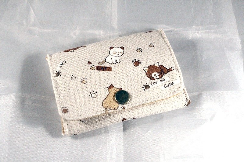 Change packet - cute sleepy white cat - Coin Purses - Other Materials Yellow
