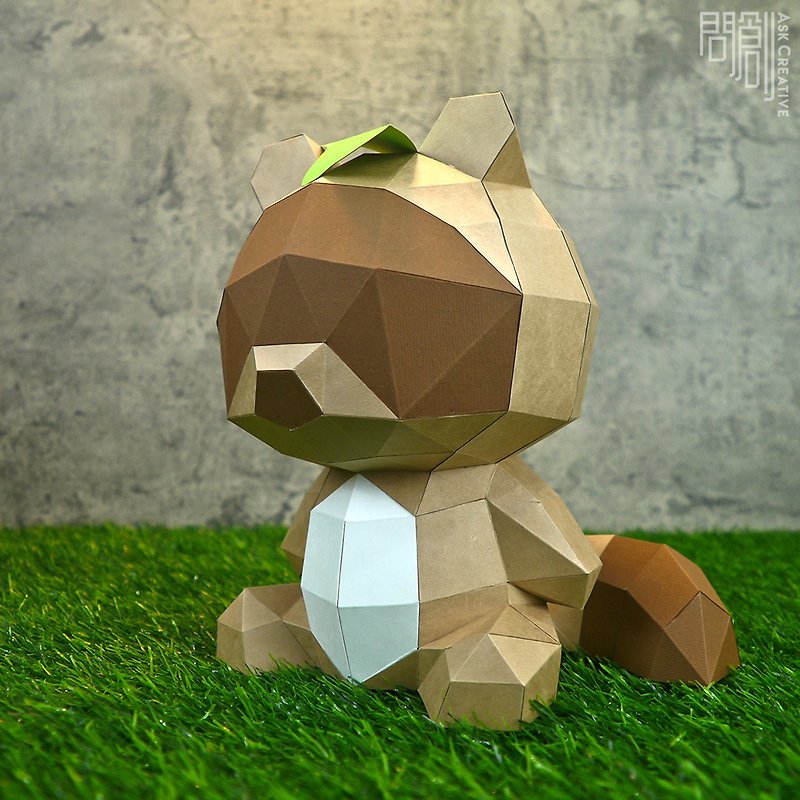 DIY hand-made 3D paper model ornaments, wall decorations, and small animals series-raccoon