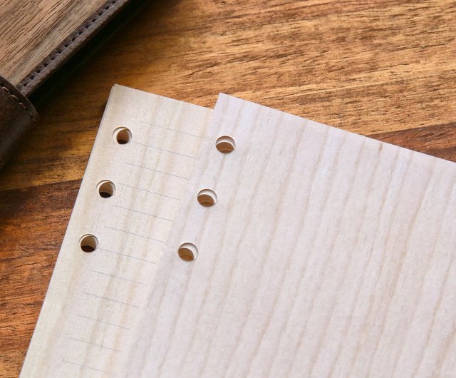 Cork wood grain loose-leaf paper (class A6 six holes) - Shop Wood