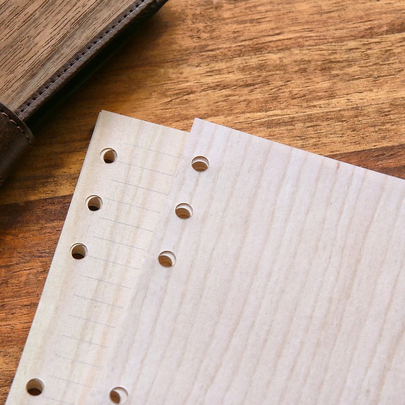 Cork wood grain loose-leaf paper (class A6 six holes) - สมุดบันทึก/สมุดปฏิทิน - กระดาษ สีส้ม