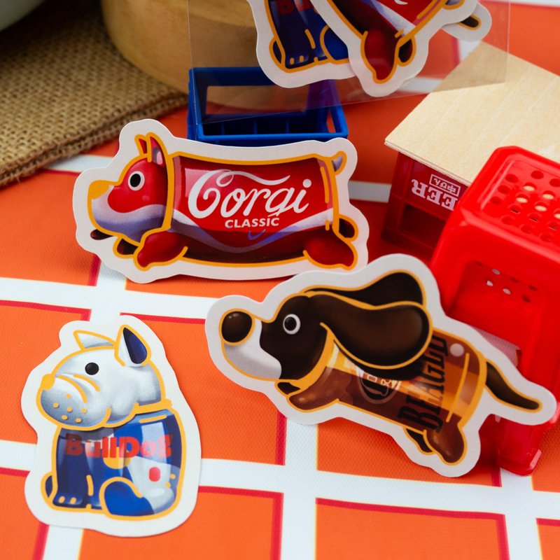 犬科咖啡館貼紙包・第一季 - 萌狗飲料插畫 - 貼紙 - 其他材質 藍色