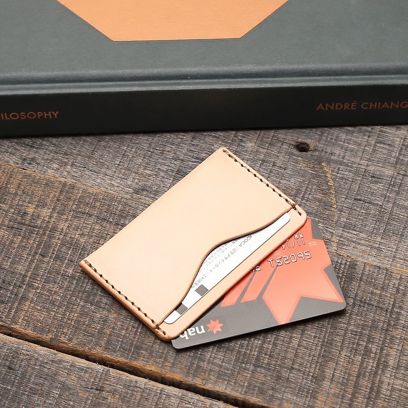 Retro ticket card holder | original color vegetable tanned cow leather | multi-color - ID & Badge Holders - Genuine Leather Brown