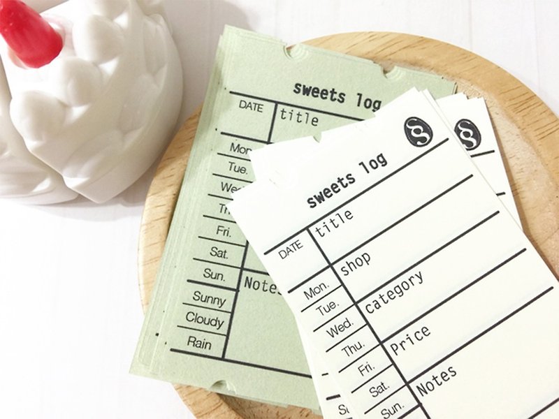Sweets log sheet / Design like a ticket