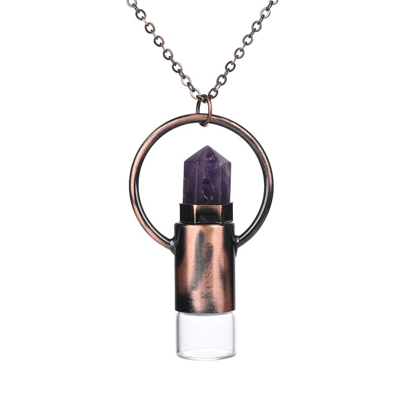 Essential Oil RollerBall Bottle Necklace - Necklaces - Crystal Purple