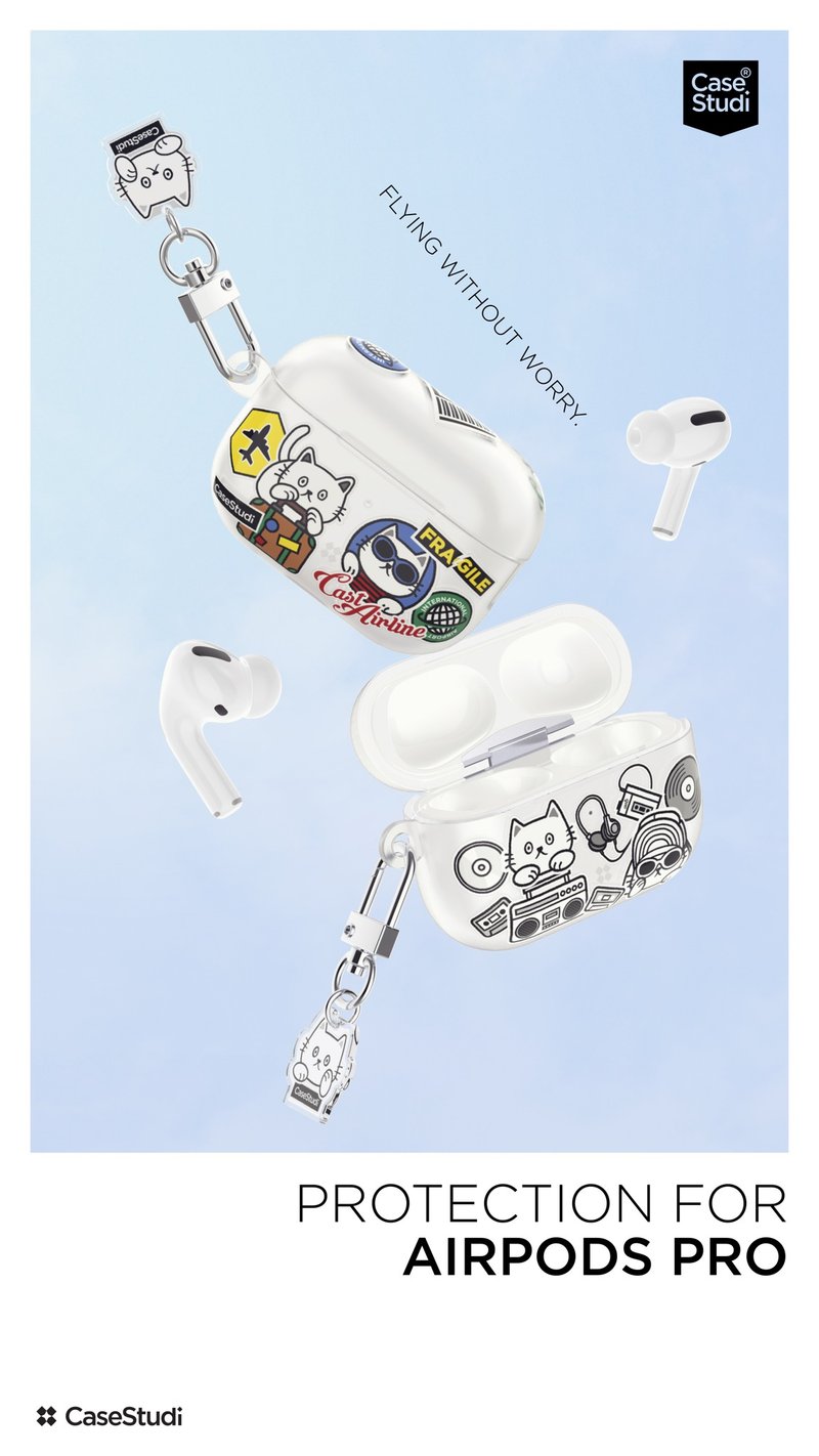 CAST COLLECTION : AIRPODS PRO 2 & 1 CASE -  TRAVEL CAT - AirPods/耳機保護套 - 塑膠 多色