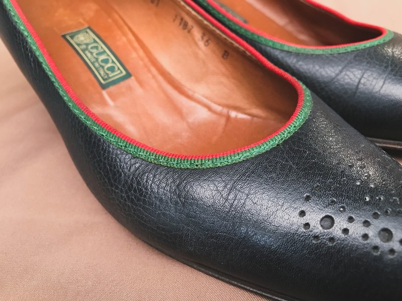 VINTAGE GUCCI 經典跟鞋 包鞋 義大利製 Made In ITALY - 高踭鞋 - 真皮 黑色