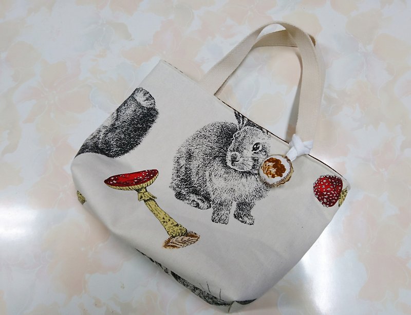 Rice White Mushroom Rabbit Handbag - Handbags & Totes - Cotton & Hemp White