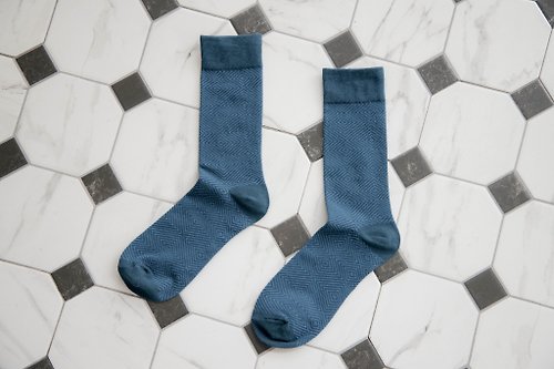 ORINGO 林果良品 幾何菱紋紳士襪 孔雀藍