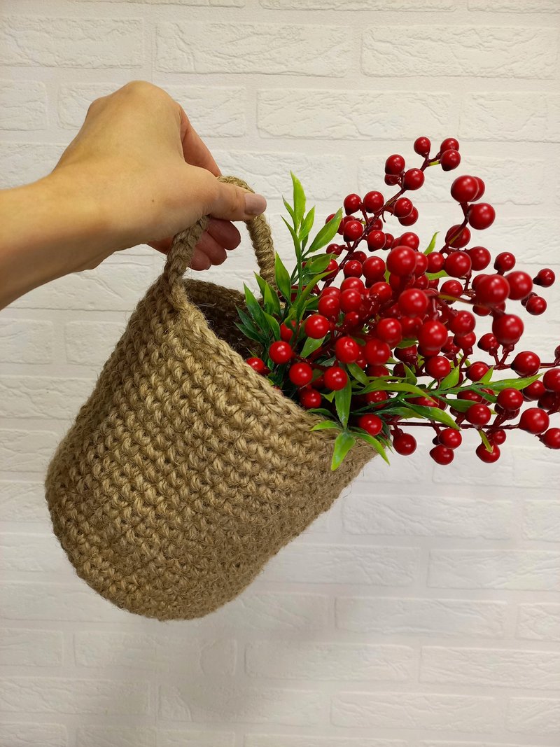 Jute wall HANDING basket Set of three baskets - 層架/置物架/置物籃 - 環保材質 