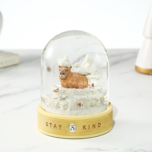JARLL 讚爾藝術 卡皮巴拉水豚心靈守護神-Stay kind 玻璃罩擺件