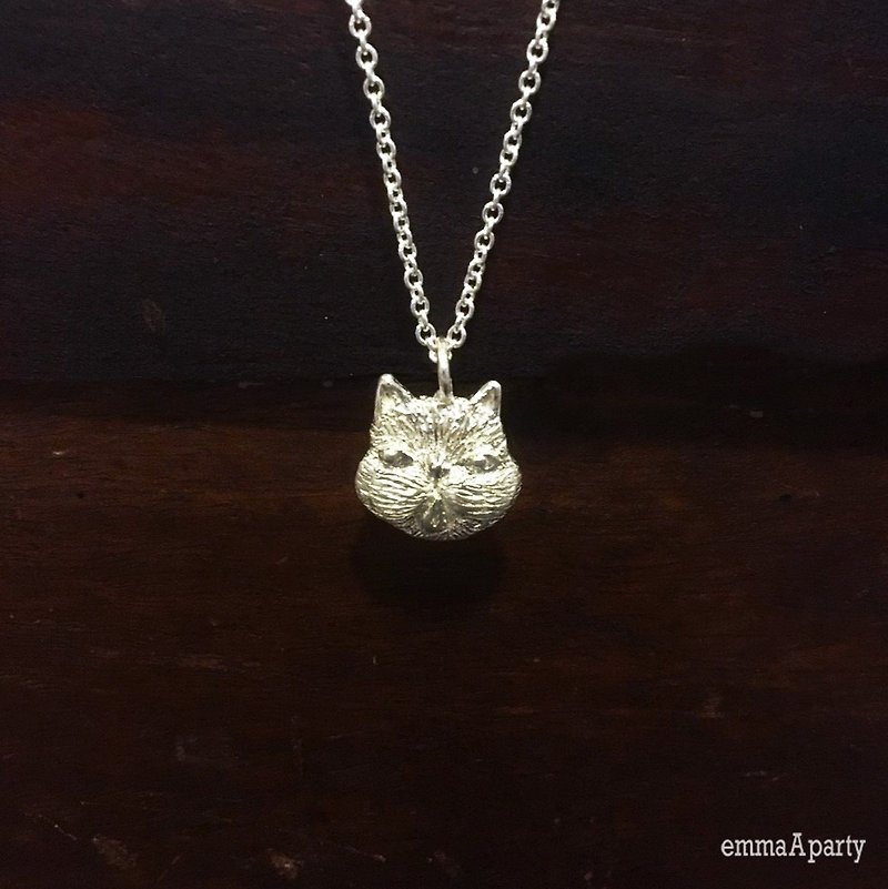 emmaAparty handmade sterling silver necklace ``Ghost Cat'' - Necklaces - Sterling Silver Transparent