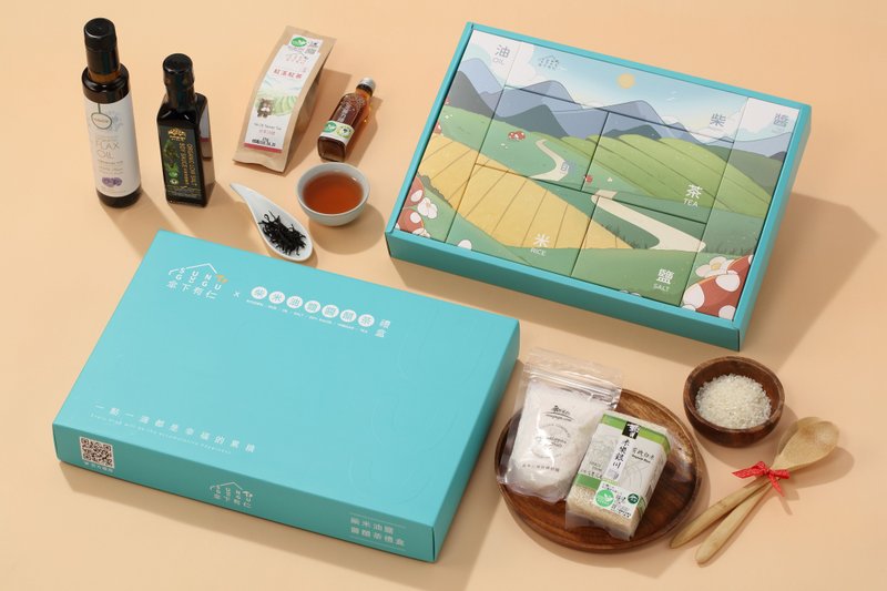 Firewood, rice, oil, salt, sauce, vinegar and tea gift box - เครื่องปรุงรส - แก้ว 