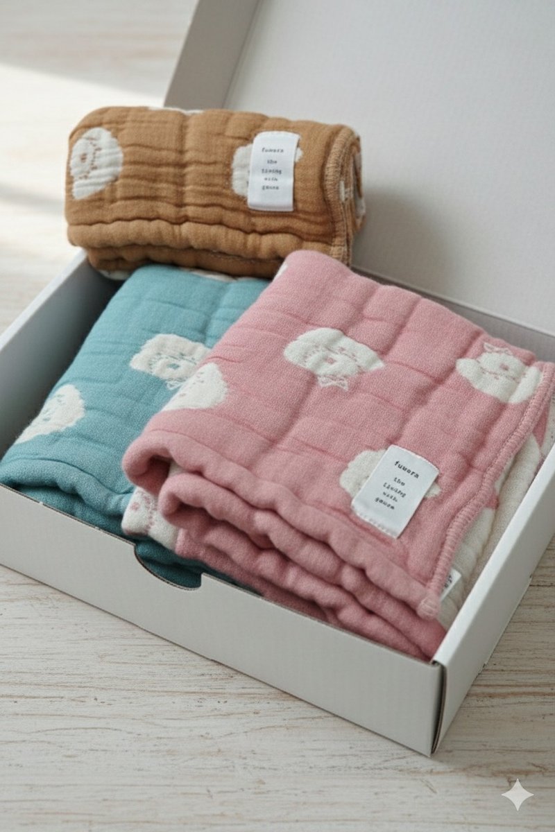 【日本fuwara六重紗手帕】可愛貴賓狗毛巾-三色 - 毛巾/浴巾 - 棉．麻 多色