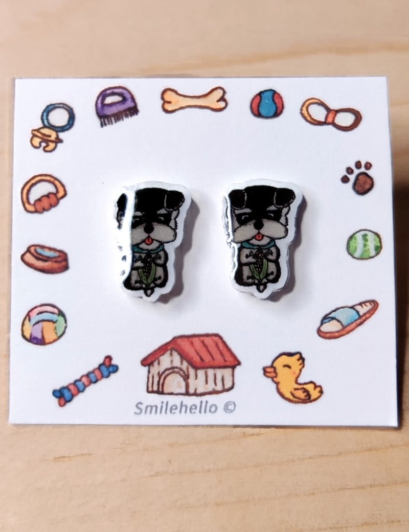 ピアスポスト / イヤクリップ / イヤリング 手作り シュナウザー - 一組 - ピアス・イヤリング - その他の素材 多色