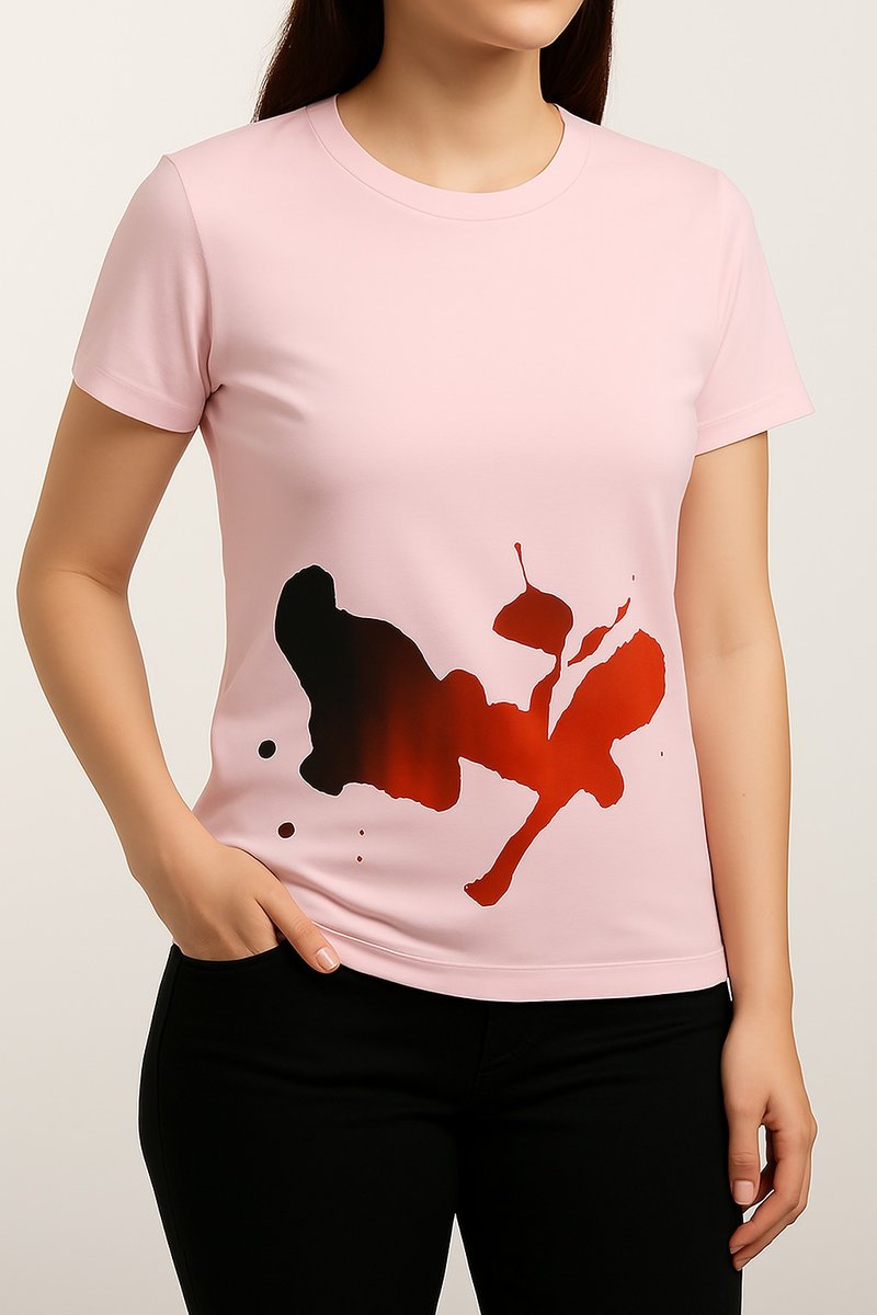 圓領短袖女T恤 Women's T-shirt - 女 T 恤 - 棉．麻 粉紅色