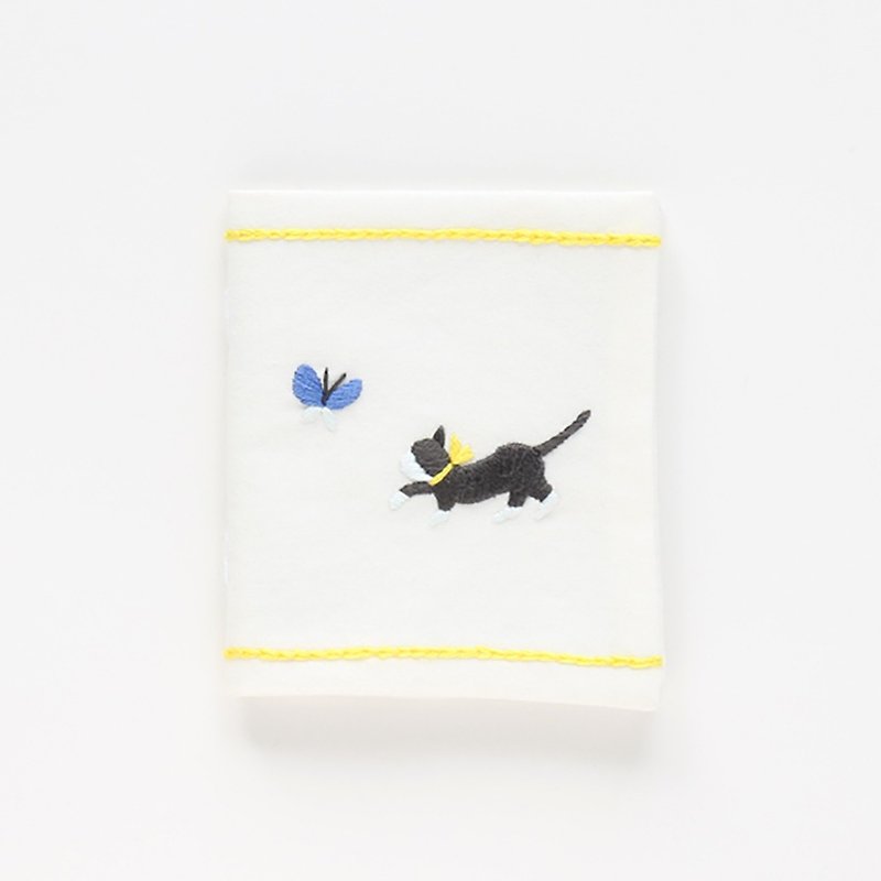Cat and Butterfly - Embroidery Needle Book Kit - Knitting, Embroidery, Felted Wool & Sewing - Thread White