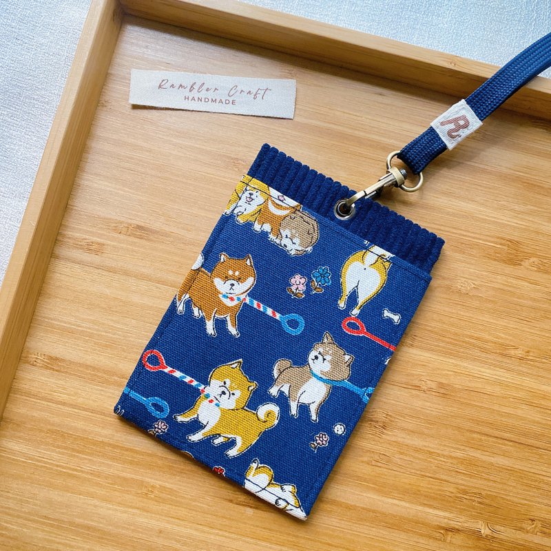 ID card holder, ID card holder, Easy-to-use card holder, Neck card holder, Card Holder, Stubborn Shiba Inu model - ID & Badge Holders - Cotton & Hemp 