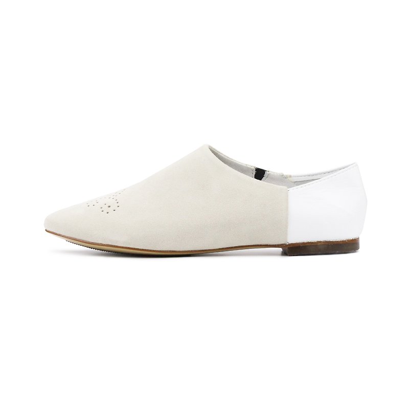 Lazy Slip W1054 White - รองเท้าลำลองผู้หญิง - หนังแท้ ขาว
