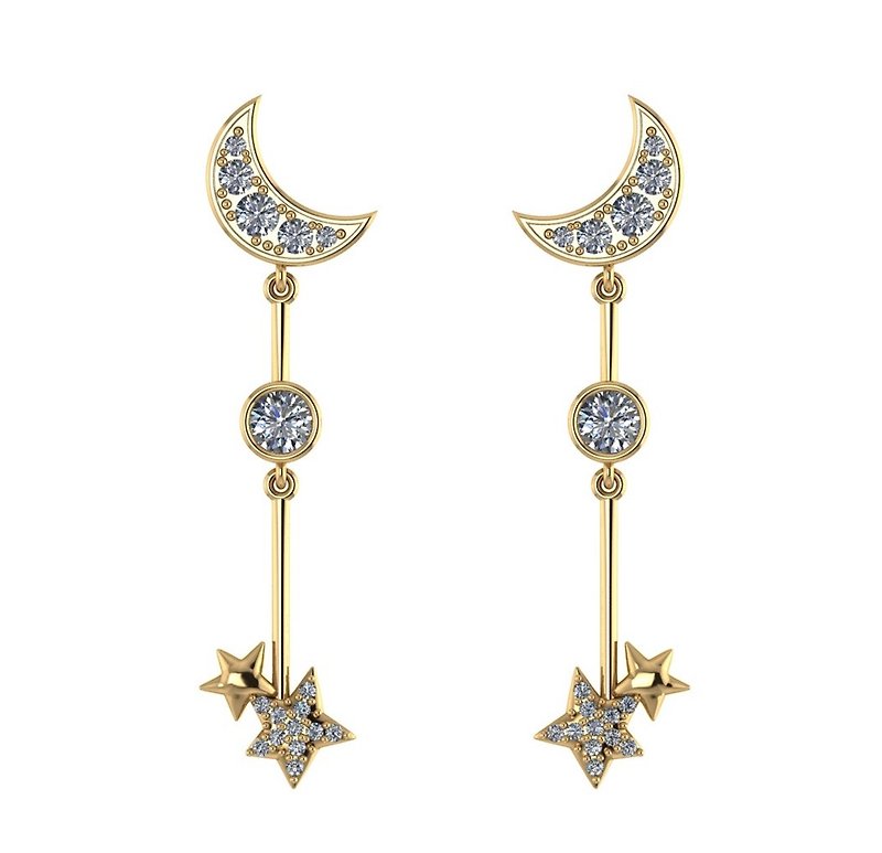 Fouetté x Le Petit Prince Moon Star Chandelier Earrings