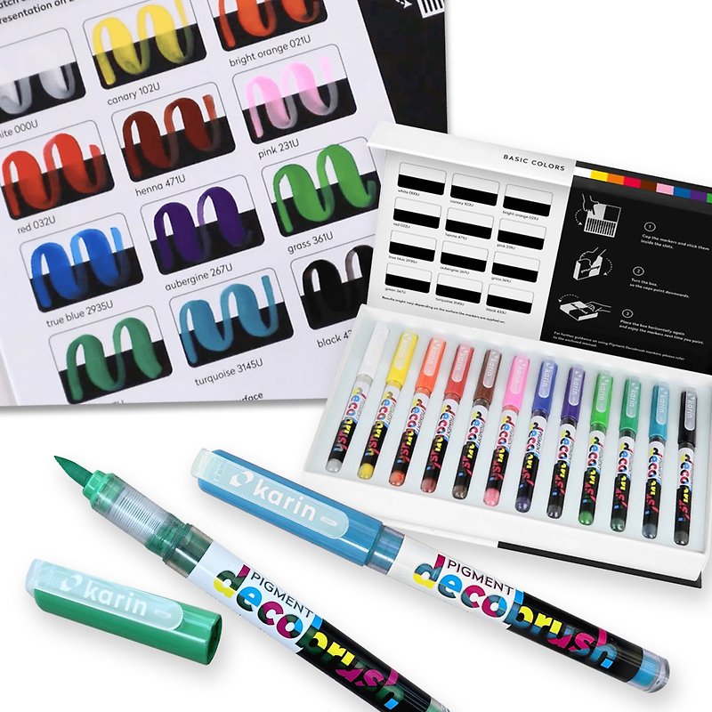 Basic - Acrylic Brush - Pigment DecoBrush (12 Colors) - อุปกรณ์เขียนอื่นๆ - พลาสติก หลากหลายสี