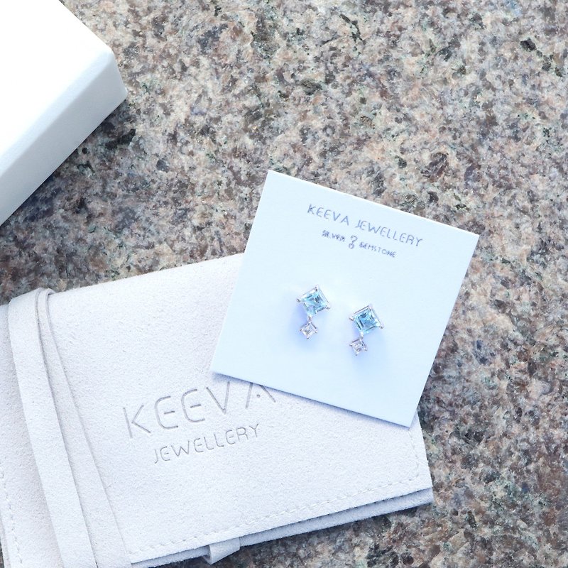 Blue Stone Earrings in Sterling Silver Birthstone • November • daily essentials - Earrings & Clip-ons - Sterling Silver Blue