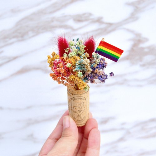 萍水相逢 軟木塞乾燥花磁鐵-LGBT六色彩虹毛孩款 聖誕禮物
