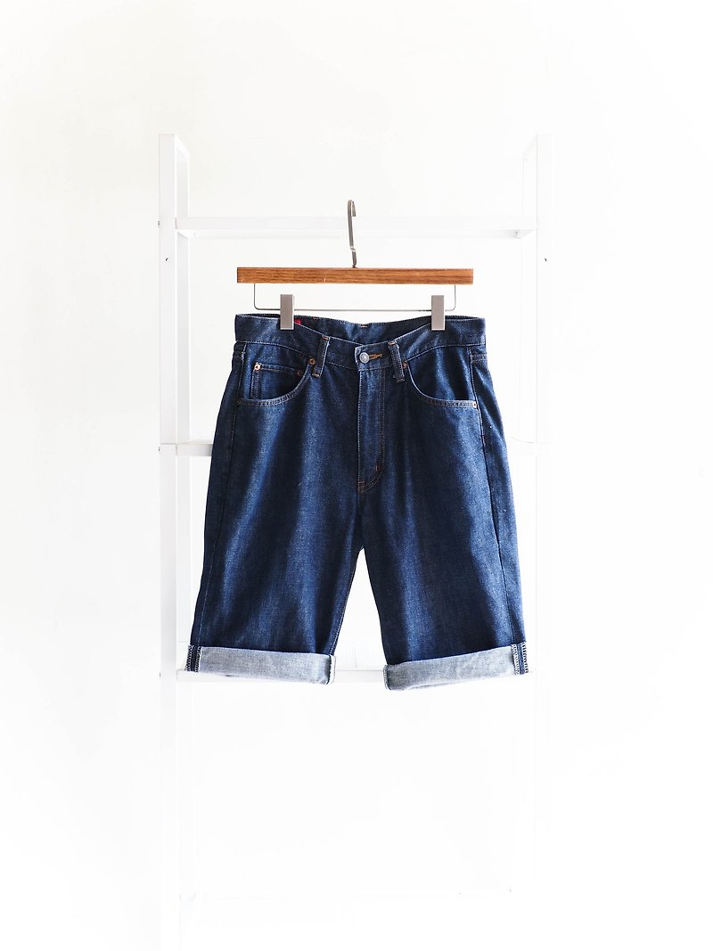 River water - edwin 503zz / W30 Aomori dark blue tidal cotton tannin antique straight pants ancient leather denim pants vintage - กางเกงขายาว - ผ้าฝ้าย/ผ้าลินิน สีน้ำเงิน
