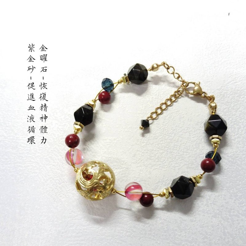 【戀與深空-黎深日卡印象】異色 印象手鍊 - 手鍊/手環 - 水晶 紅色
