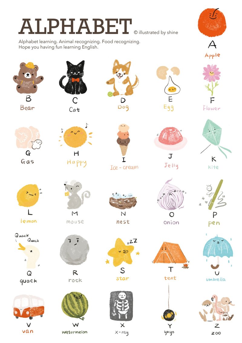 Shine原創可愛A-Z字母表認字表 - 其他 - 紙 