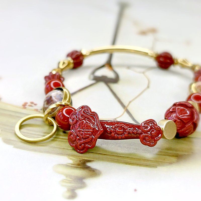 Lianlian Ruyi design bracelet | Cinnabar | Symbiotic Peter Stone | - Bracelets - Crystal 