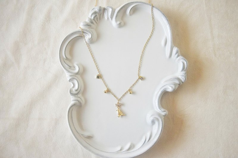 Letter from Robin - 14k GP Necklace Elegant Cute Spring Romance Vintage Bird - Necklaces - Other Metals 