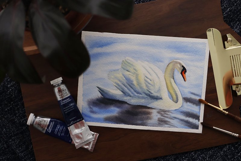 [Experience] One-day painting class for adults・Swan・Watercolor・Taoyuan Field - Illustration, Painting & Calligraphy - Paper 