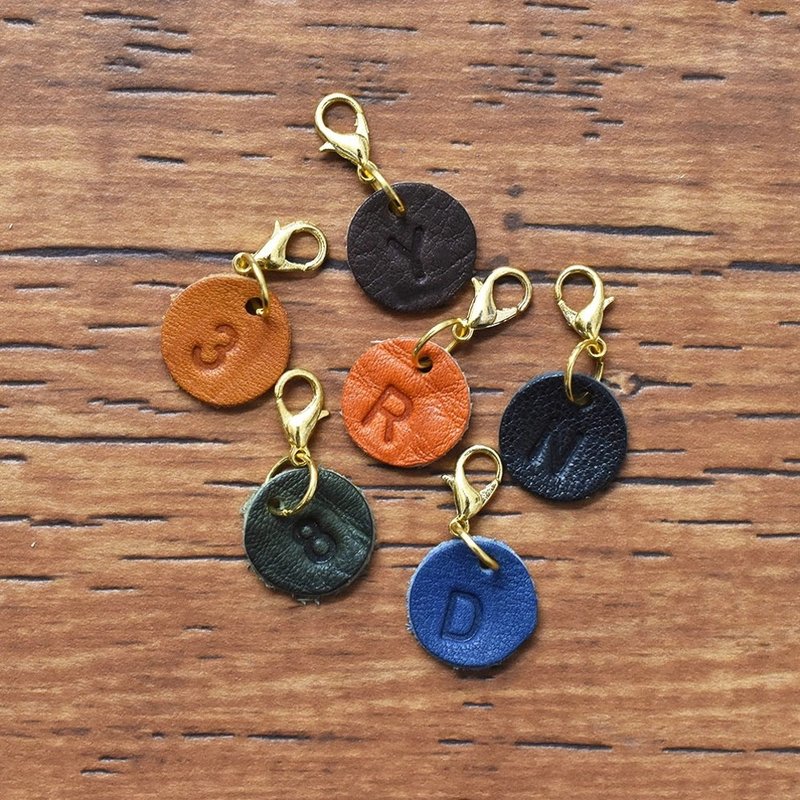 Genuine leather initial charm, 16mm parts, for women, cute alphabet keychain, leather, mini keychain, small item, present, gift, personalized - Charms - Genuine Leather Multicolor