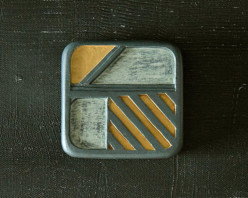 Abstract Hand Painted Wood Pocket Mirror (stripe) Night color