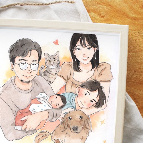 YU STUDIO | 小俞水彩 【 母親節禮物 】客製化人像 | 似顏繪 | 寶貝插畫 | 寶寶週歲禮