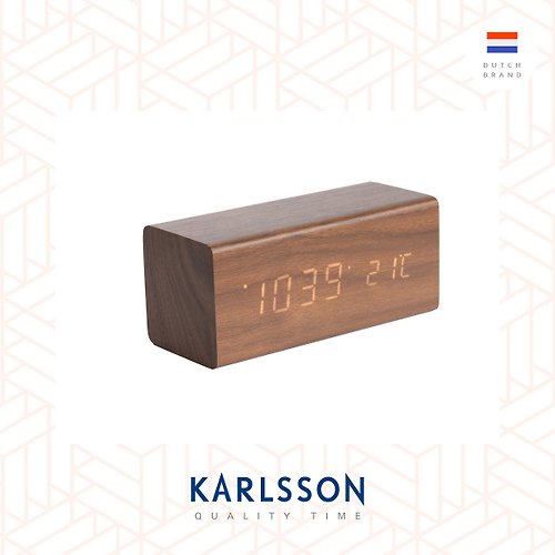 Ur Lifestyle Karlsson, 木紋LED鬧鐘 Alarm clock Block wood veneer dark